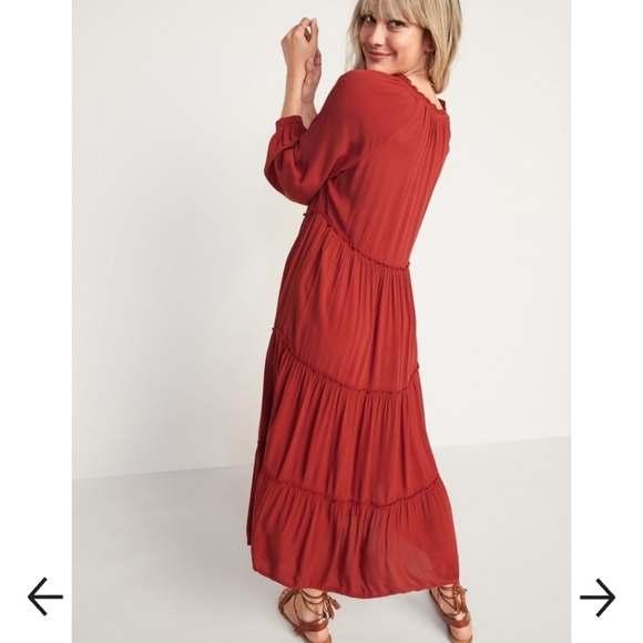 Old Navy | Dresses | Crinklecrepe Ruffletiered Cayenne Maxi Swing Dress |  Poshmark